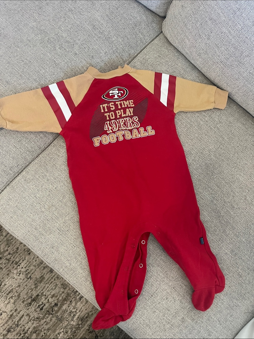 Red & Gold 49ers Baby One-Piece Footie Onesie